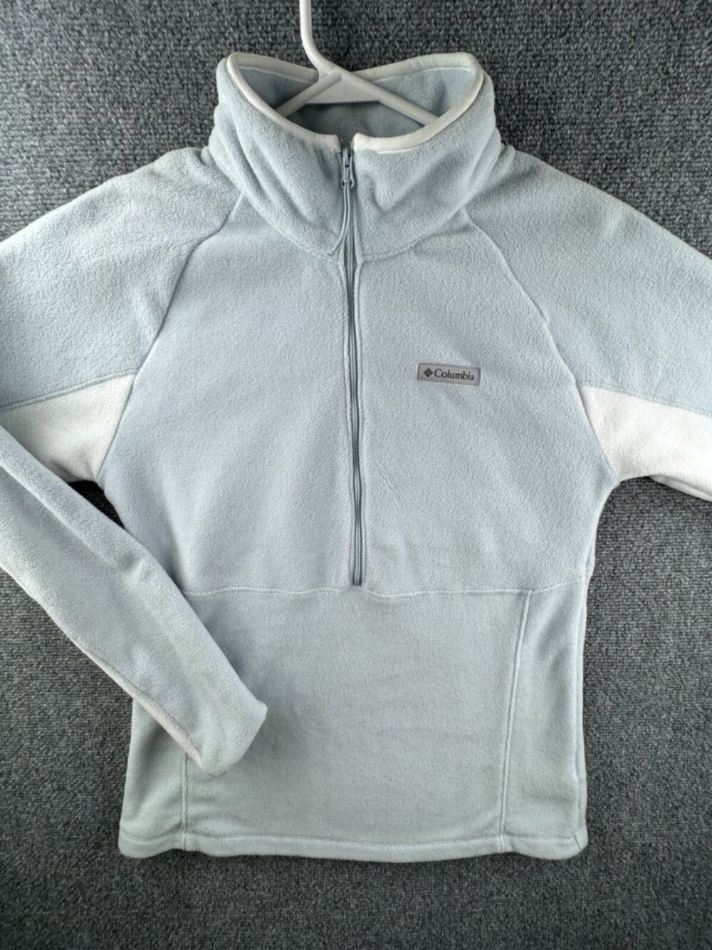 Columbia 1/2 Zip Fleece Pullover Ice Blue Women's Small Jacket Soft W/ Logo